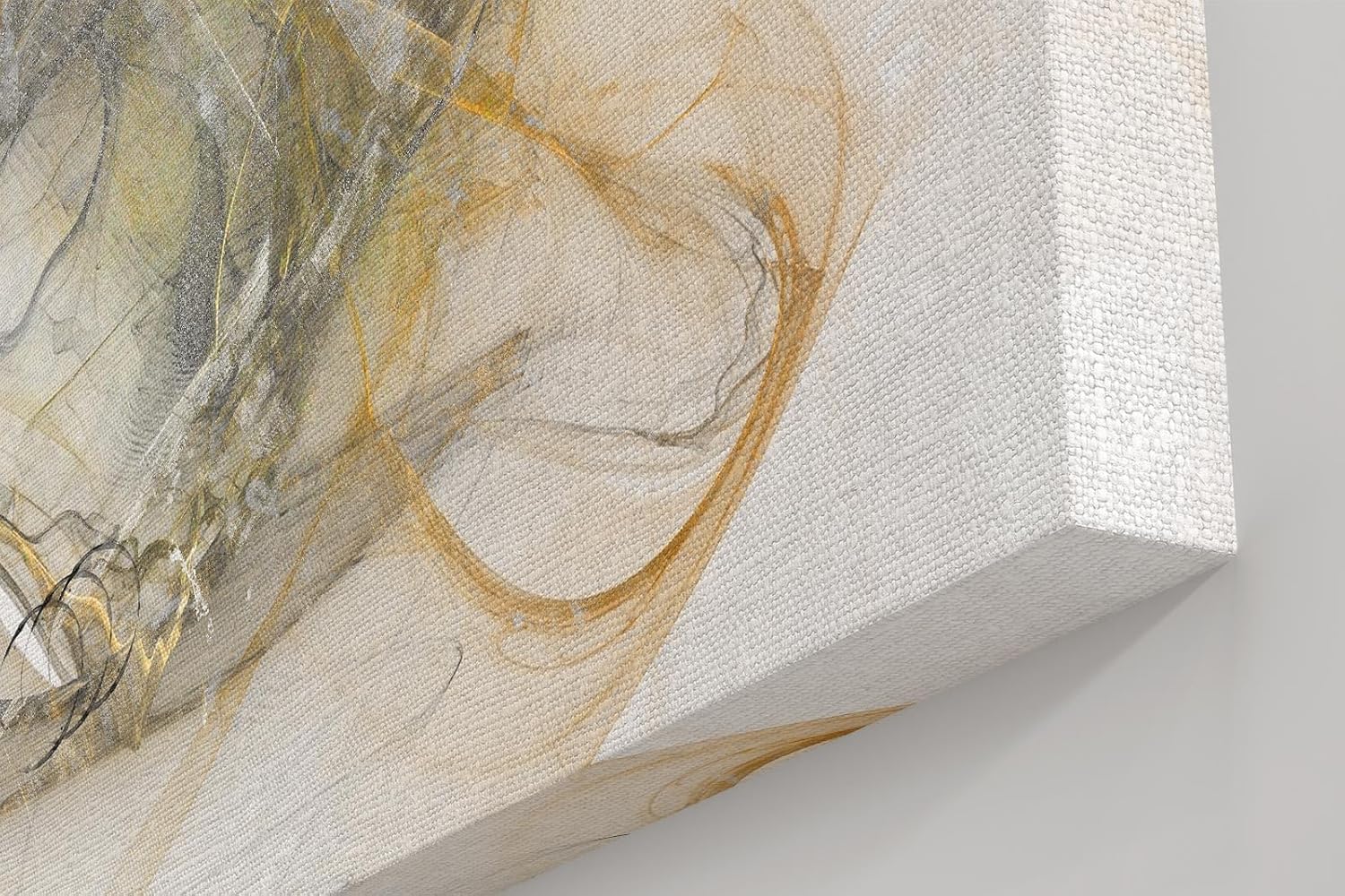 Sinus Art Wandbild 120x80cm Komplexe abstrakte Linienführung in hellem Beige, Grau und dezentem Goldton