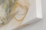 Sinus Art Wandbild 120x80cm Komplexe abstrakte Linienführung in hellem Beige, Grau und dezentem Goldton