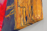 Sinus Art Wandbild 120x80cm Dynamische Farbflächen in Rot, Schwarz und Gold mit fließenden Übergängen