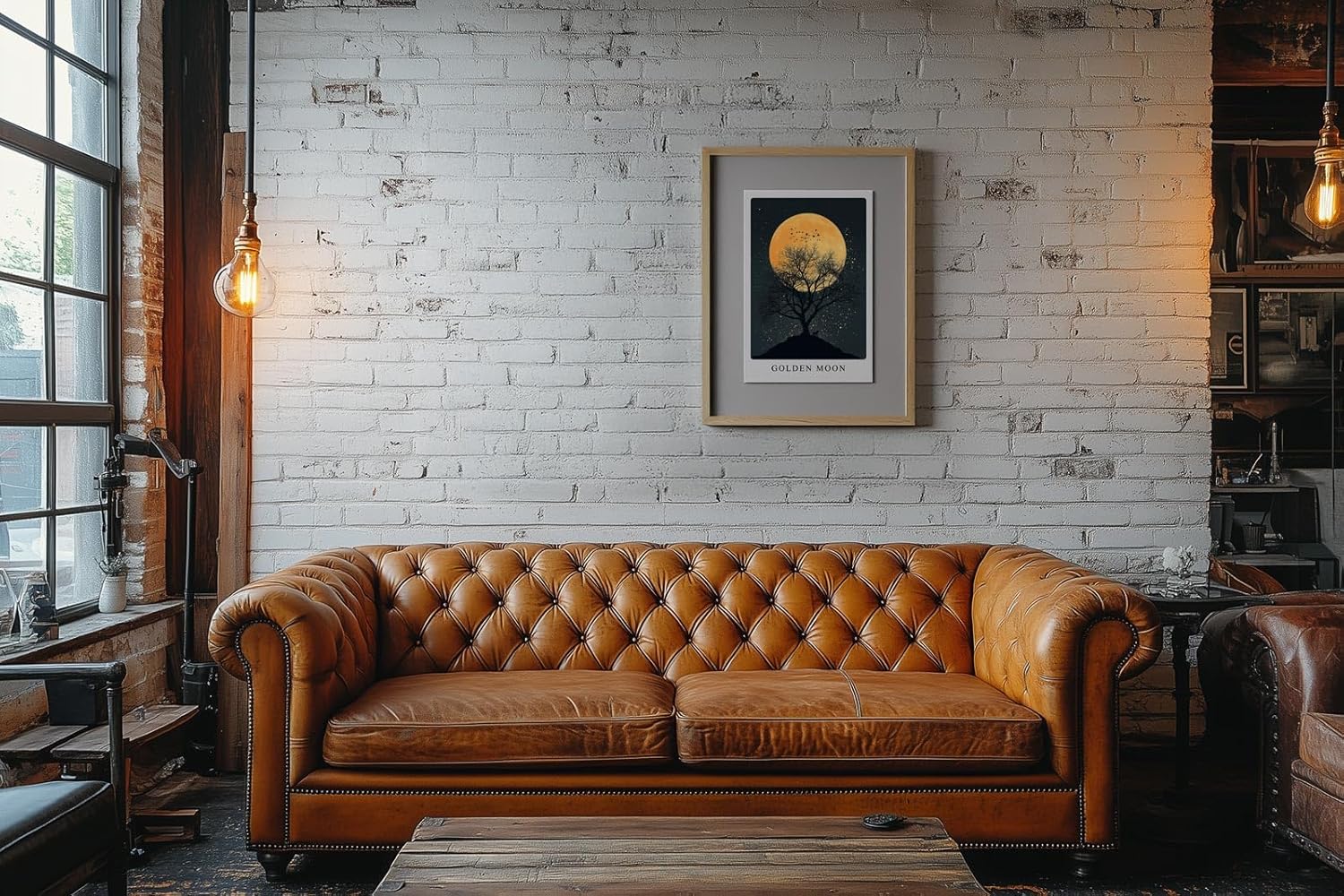 Paul Sinus Leinwandbild 40x60cm Golden Moon geheimnisvolle Silhouette mit goldenem Vollmond stimmungsvoll romantisch Kunstwerk Natur Nachthimmel