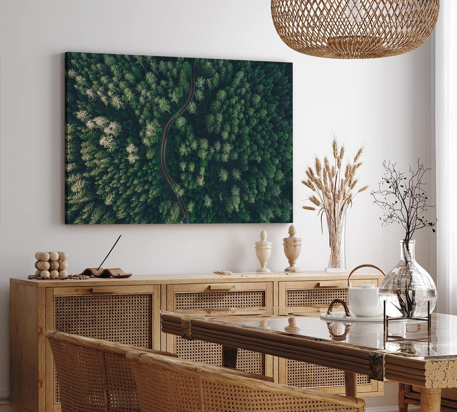 Paul Sinus Wandbild 120x80cm Wald aus der Vogelperspektive Tannenwald Waldstraße