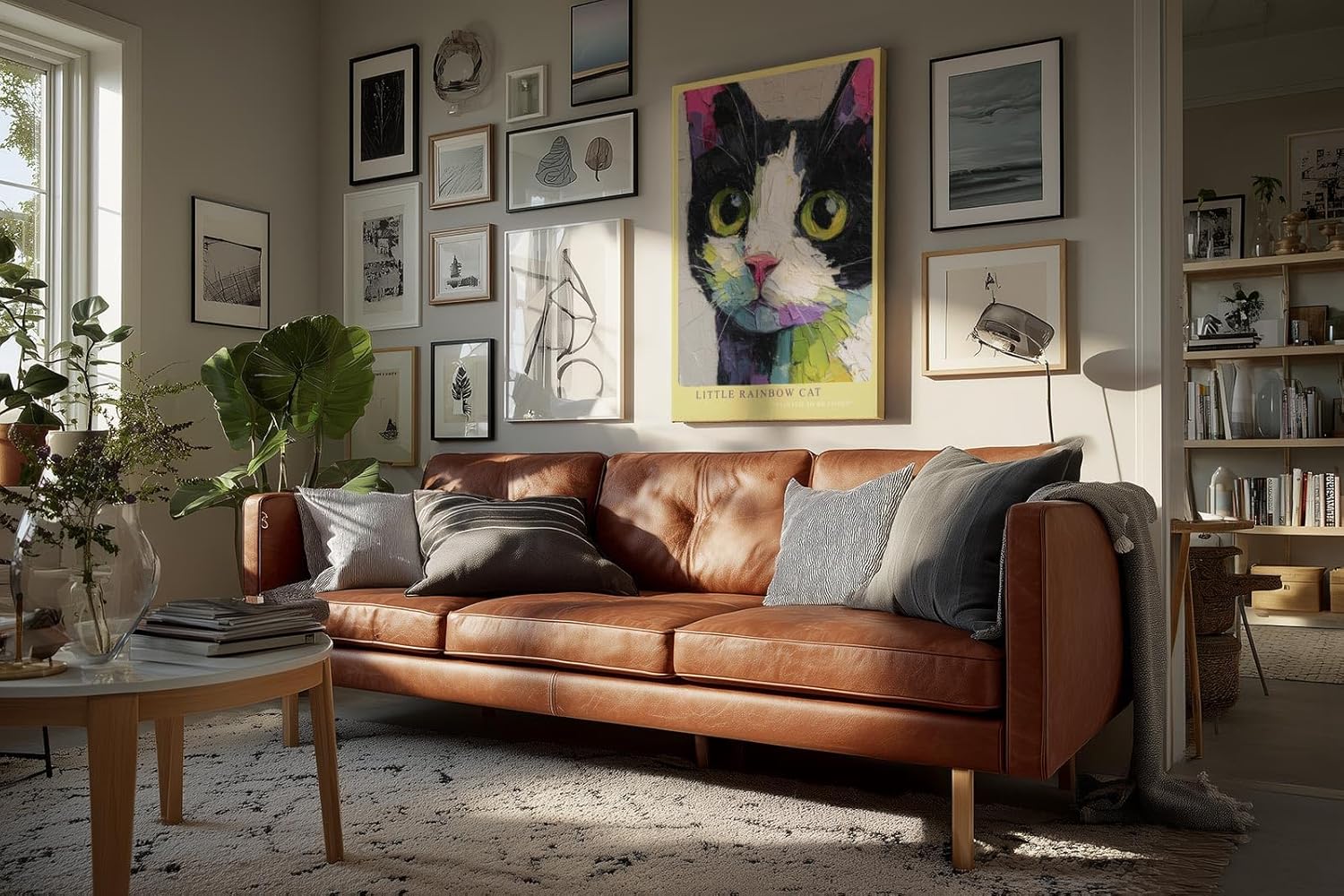 Paul Sinus Wandbild in 40x60cm Little Rainbow Cat – farbenfrohes Katzenportrait in moderner Bilder für lebendige Wohnraumgestaltung