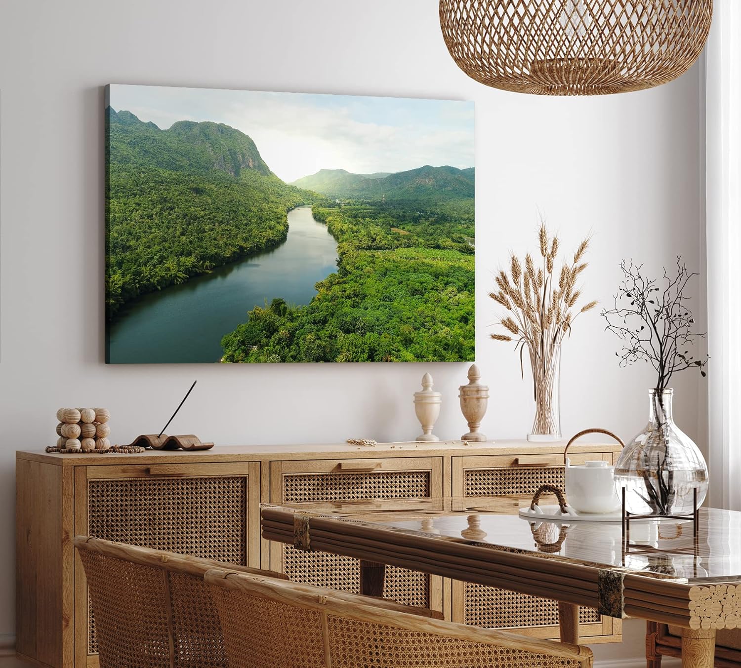 Paul Sinus Wandbild 120x80cm Fluss Thailand Landschaft Dschungel Tropisch Berge Grün