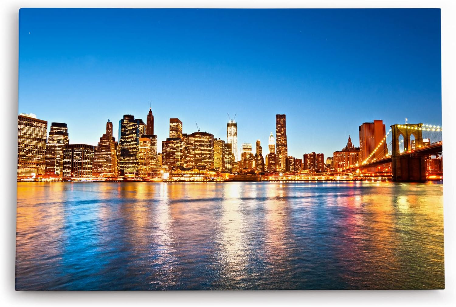 Paul Sinus Wandbild 120x80cm New York Skyline Wolkenkratzer Brooklyn Bridge