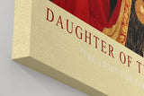 Paul Sinus Wandbild in 40x60cm Daughter of the Hidden Sun Stilisiertes Frauenporträt in Rot und Gold mit ornamentalen Details für luxuriöse Raumgestaltung