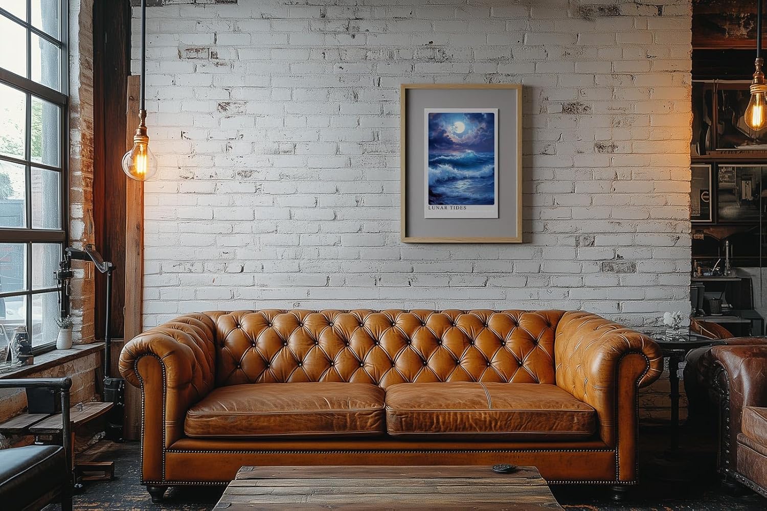 Paul Sinus Leinwandbild 80x120cm Mondflut – Mystisches Meeresmotiv mit leuchtendem Vollmond, sanften Wellen und atmosphärischer Lichtstimmung