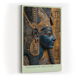 Paul Sinus Wandbild in 40x60cm Pharaoh of the Stars – Ägyptisches Herrscherprofil in Blau-Gold mit Hieroglyphen