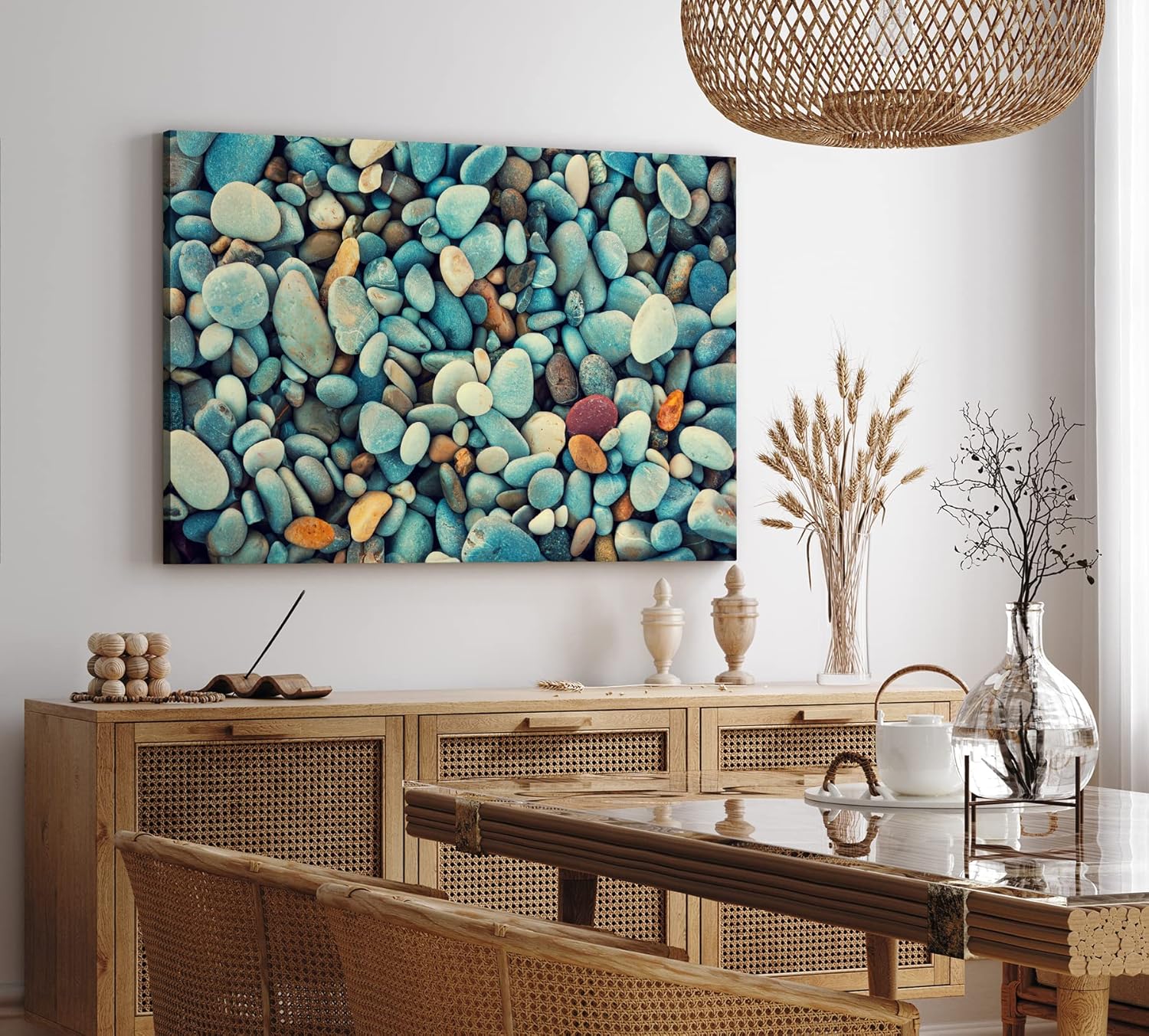 Paul Sinus Wandbild 120x80cm Runde Steine Strand Fotokunst Kunstvoll Modern