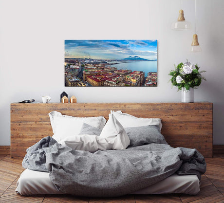 Italien Panorama ca. 130x70cm Wandbild inklusive Schattenfugenrahmen weiss - Panorama Leinwand Bild XXL Format Wandbilder Wohnzimmer Wohnung Deko Kunstdrucke