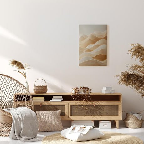 Paul Sinus 60x90cm Wandbild, Zeitlose Eleganz in Fokuslandschaft – sandfarbene Wellen in harmonischer Bewegung