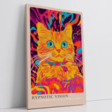 Paul Sinus Leinwandbild 60x90cm Hypnotische Vision – Faszinierende Katze in leuchtend surrealem Farbspektakel