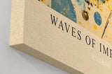 Paul Sinus Wandbild in 40x60cm Waves of Impulse – Dynamisches abstraktes Kunstwerk in Blau, Gelb und Schwarz