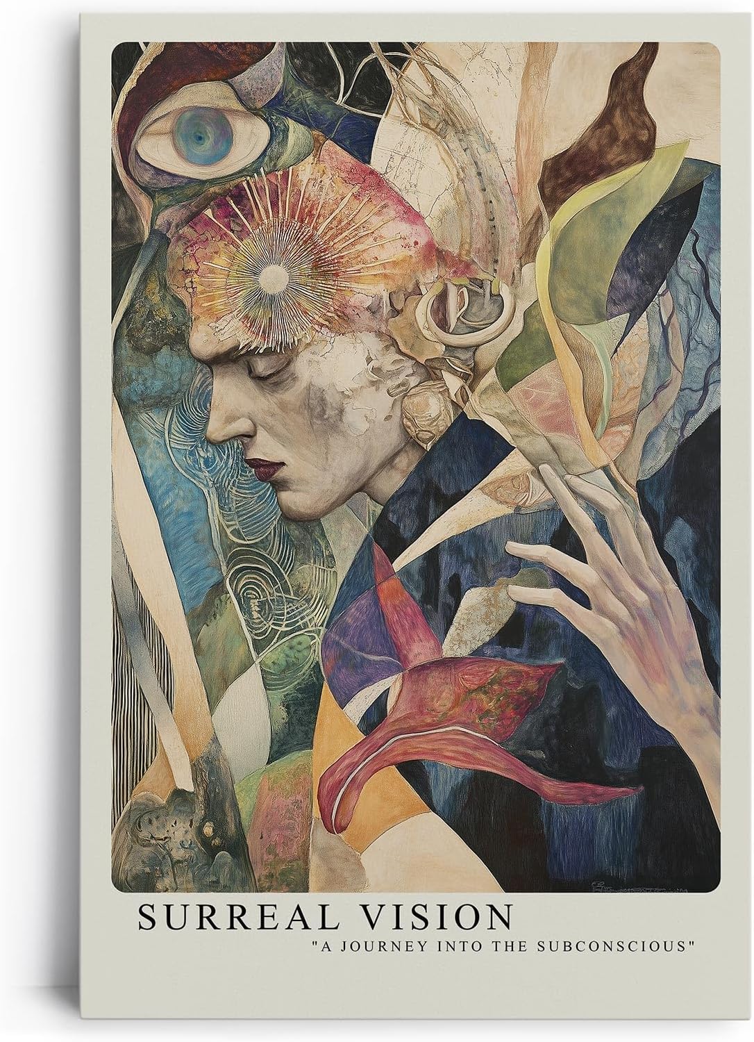 Paul Sinus Leinwandbild 80x120cm surreales Porträt mit abstrakten Formen und tiefgründiger Symbolik – kunstvolles Leinwandbild für kreative Raumgestaltung