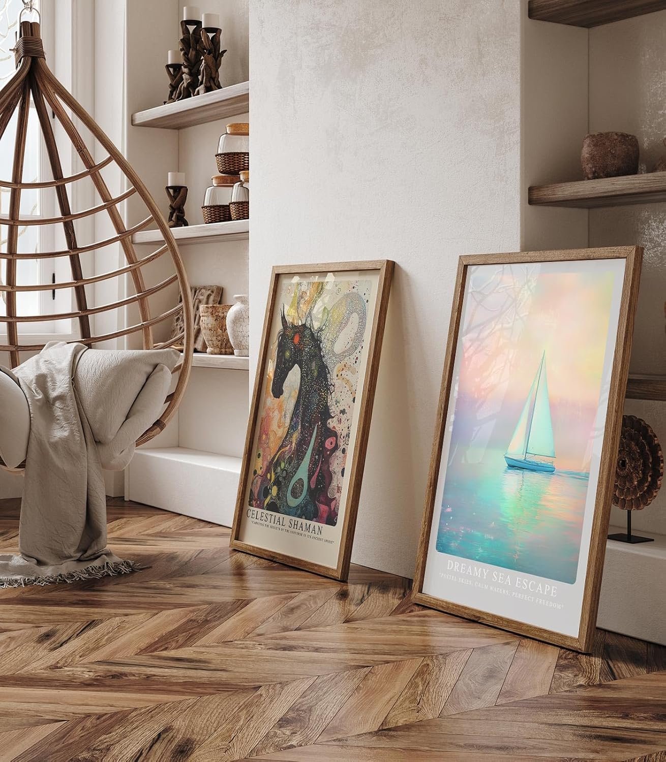Paul Sinus Leinwandbild 40x60cm traumhafte Segelboot-Szene in pastellfarbenem Himmel und ruhigem Meer – kunstvolles Leinwandbild