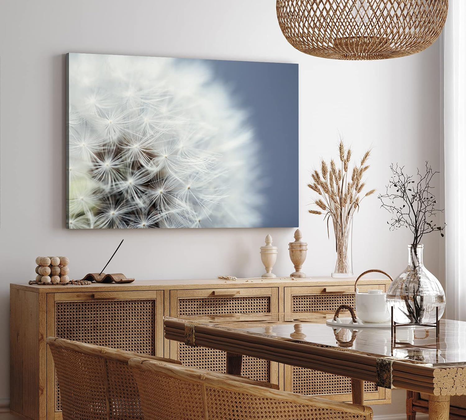 Paul Sinus Wandbild 120x80cm Nahaufnahme Pusteblume Fotokunst Weiß Löwenzahn
