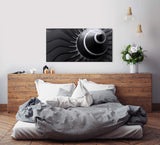Flugzeugturbine ca. 130x70cm Wandbild inklusive Schattenfugenrahmen schwarz - Panorama Leinwand Bild XXL Format Wandbilder Wohnzimmer Wohnung Deko Kunstdrucke