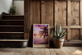 Paul Sinus Kunstdruck 40x60cm Philippinen mit Palme am Meer – tropischer Sonnenuntergang auf einsamem Strand