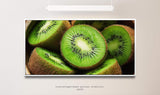 Kiwis in einer Holz Schüssel ca. 130x70cm Wandbild inklusive Schattenfugenrahmen weiss - Panorama Leinwand Bild XXL Format Wandbilder Wohnzimmer Wohnung Deko Kunstdrucke