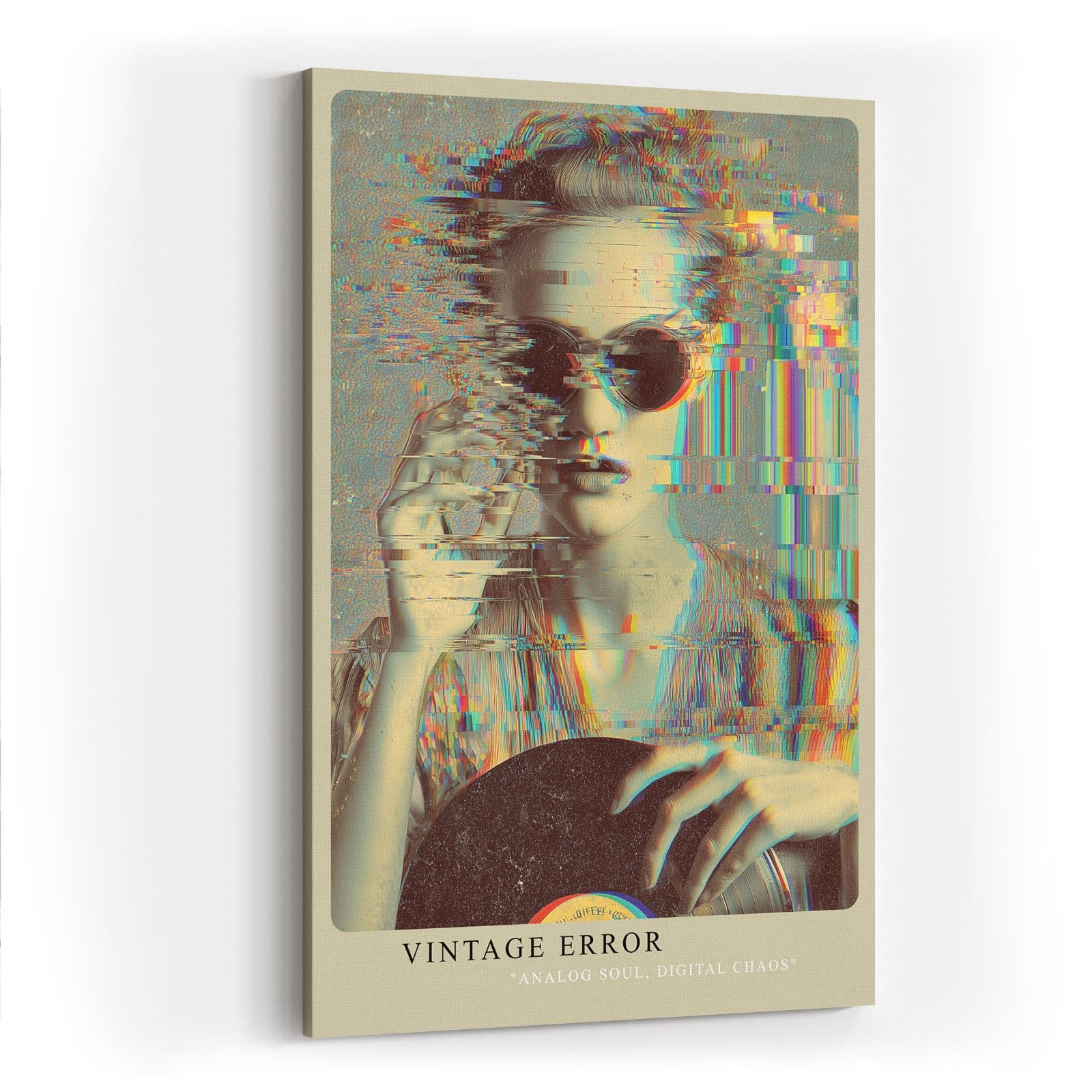 Paul Sinus Wandbild in 40x60cm Vintage Error – künstlerisches Retro-Porträt mit modernem Glitch-Effekt für trendige Raumgestaltung