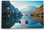 Paul Sinus Wandbild 120x80cm Pragser Wildsee Alpen Italien Bergsee See Berge Boote