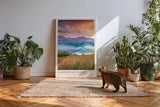 Paul Sinus Kunstdruck 40x60cm Carpathian Sunset Sonnenuntergang Berge Wiese Nebel Naturfarben Panorama