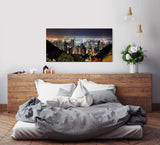 Hong Kong Wolkenkratzer Skyline ca. 130x70cm Wandbild inklusive Schattenfugenrahmen weiss - Panorama Leinwand Bild XXL Format Wandbilder Wohnzimmer Wohnung Deko Kunstdrucke