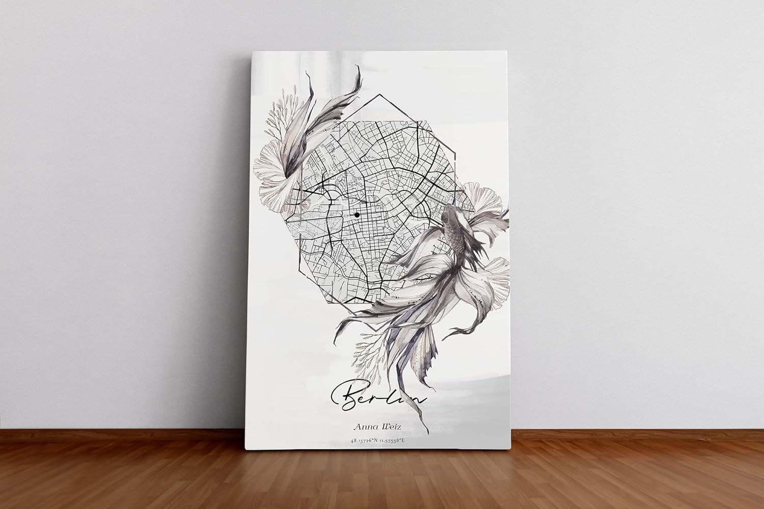 Paul Sinus Bilderrahmen individuell gestaltet mit deinen GPS Koordinaten und Namen. 30cm x 42cm Holz Wechselrahmen mit Glas und Passepartout. Einzigartige Geschenkidee.. (ohne Rahmen)