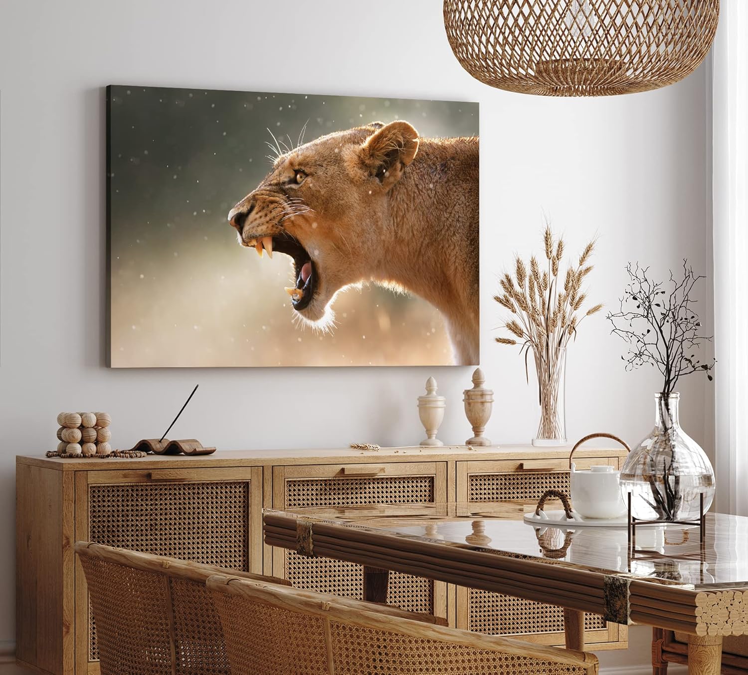Paul Sinus Wandbild 120x80cm Löwe Löwin Wildnis Raubkatze Fangzähne Afrika