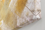 Sinus Art Wandbild 120x80cm Goldfarbene geometrische Formen und Linien auf hellem Hintergrund