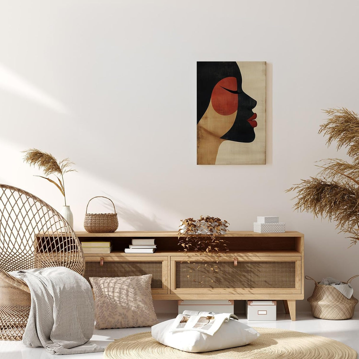 Paul Sinus 60x90cm Wandbild Sanfte Kontur – Stilvolles Frauenporträt in abstrakter Form auf Leinwand Holzrahmen