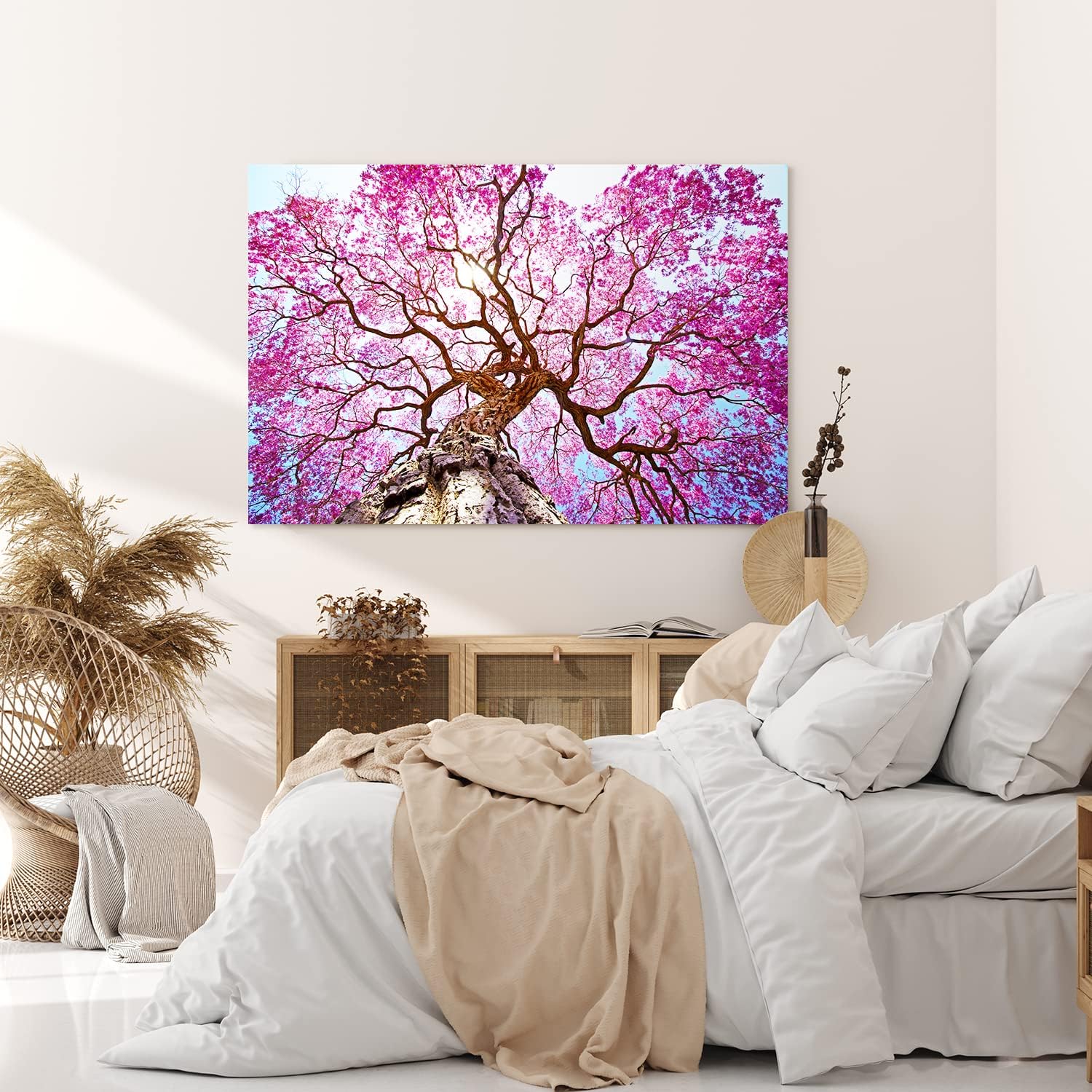 Paul Sinus Wandbild 120x80cm Baumkrone Lapacho Baum in Pocone Rosa blauer Himmel