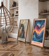 Paul Sinus Leinwandbild 80x120cm kosmische Farbexplosion mit fließenden Wellenformen, abstrakte Wandkunst mit tiefen Blautönen