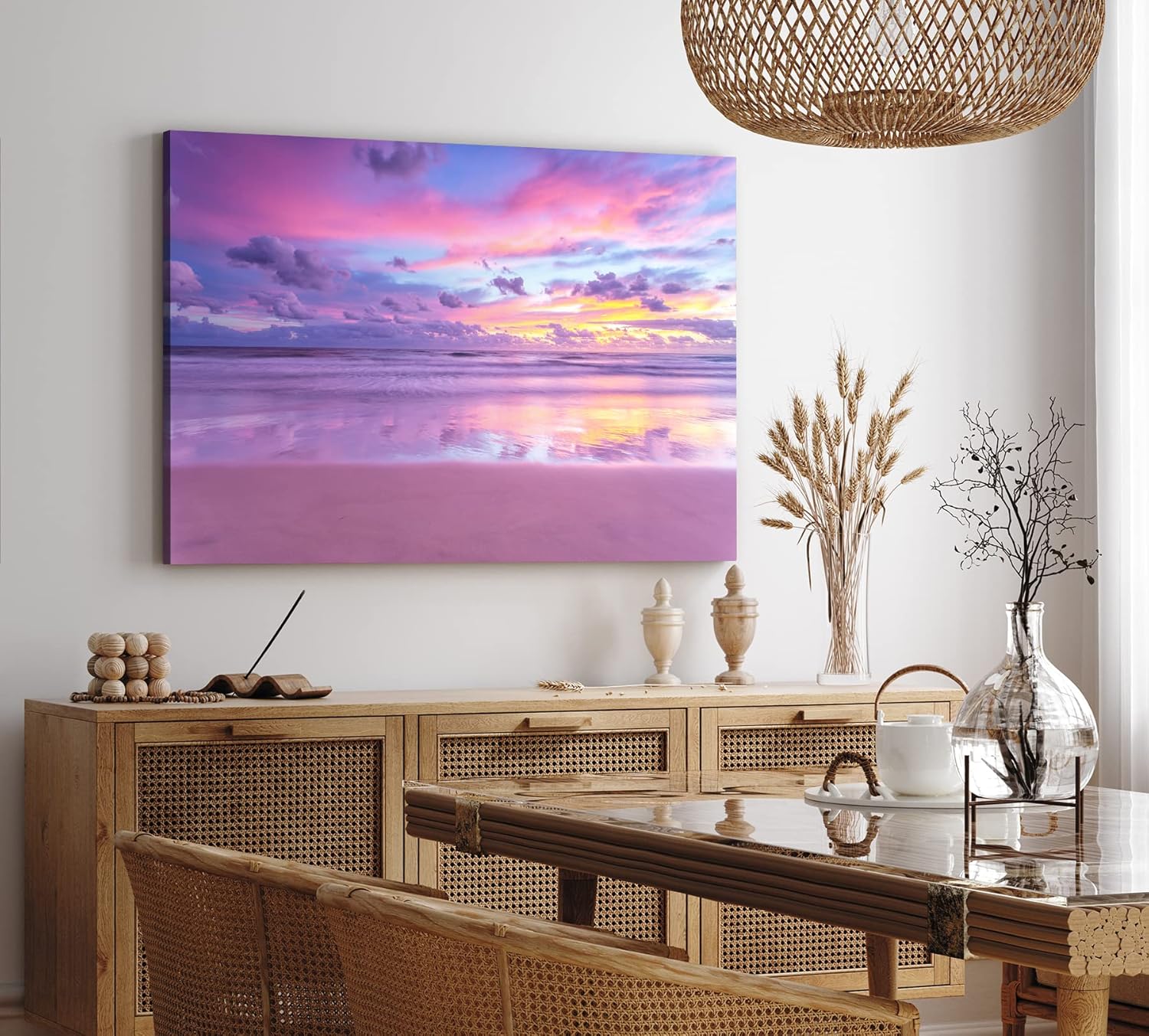 Paul Sinus Wandbild 120x80cm Sonnenuntergang Horizont Ozean Rosa Himmel