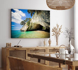 Paul Sinus Wandbild 120x80cm Kia Ora Neuseeland Meer Sommer Felsen Wolken
