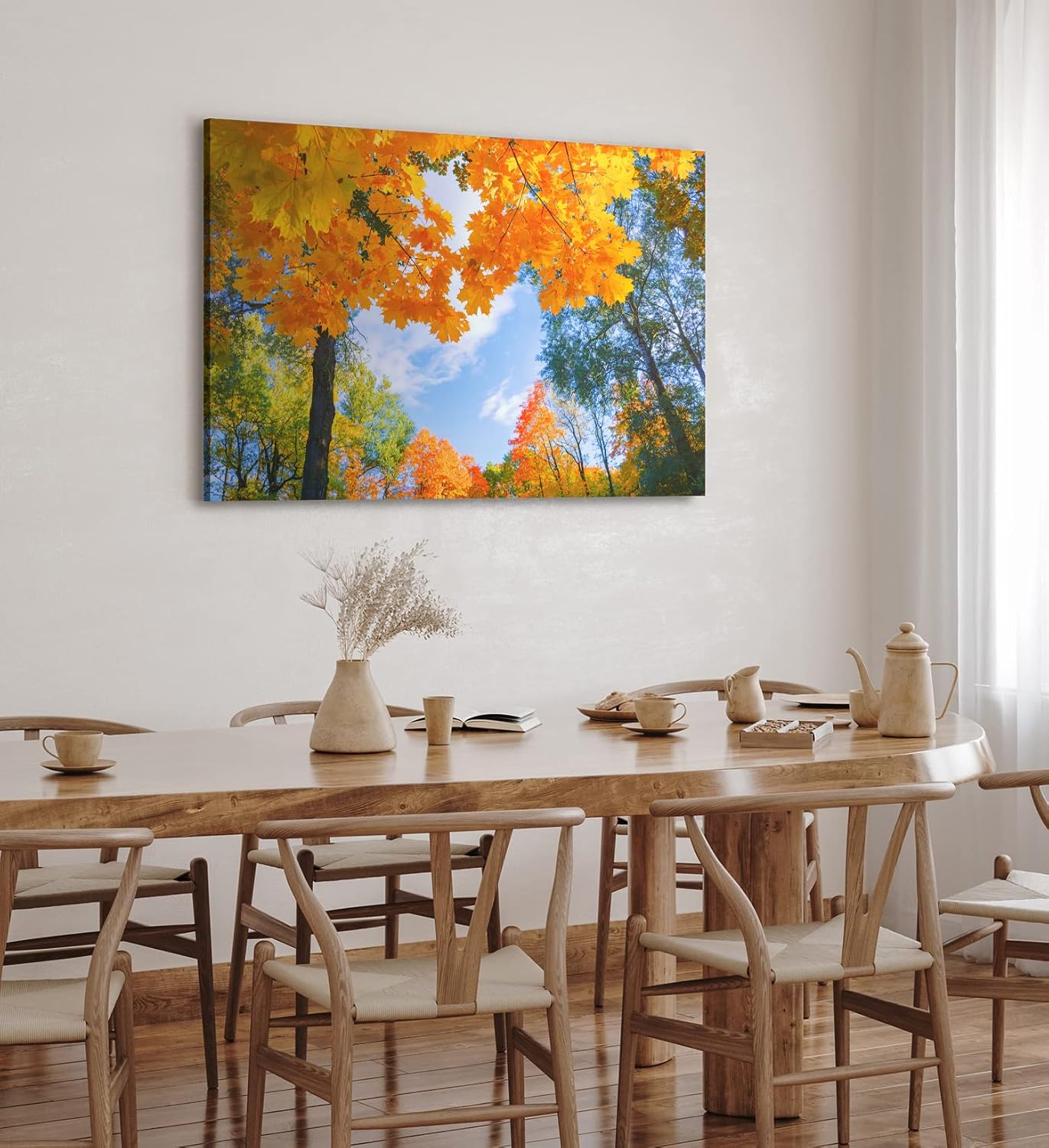 Paul Sinus Wandbild 120x80cm Herbstblätter Herbst blauer Himmel Baumkrone