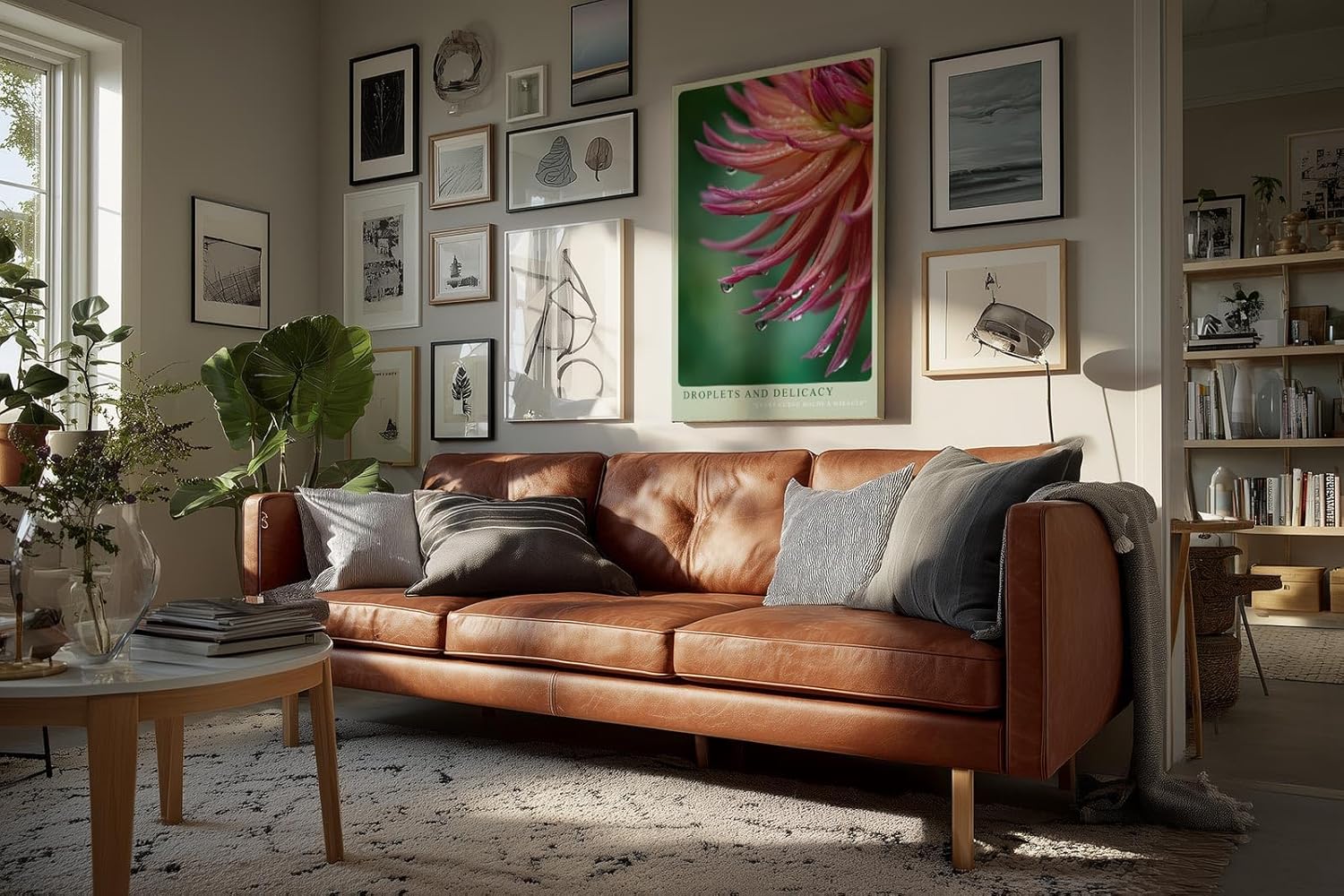 Paul Sinus Wandbild in 40x60cm Droplets and Delicacy – elegante Nahaufnahme einer pink-orangefarbenen Blüte mit Wassertropfen für stilvolle Wohnakzente