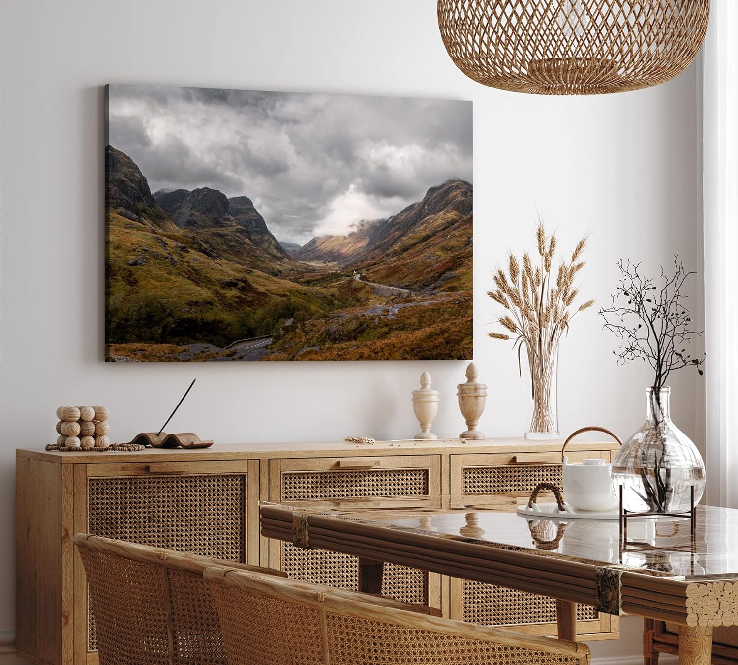 Paul Sinus Wandbild 120x80cm Schottische Landschaft Berge Nebel Wolken Gebirge