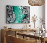 Paul Sinus Wandbild 120x80cm Wilder Bergfluss aus der Vogelperspektive Luftausnahme