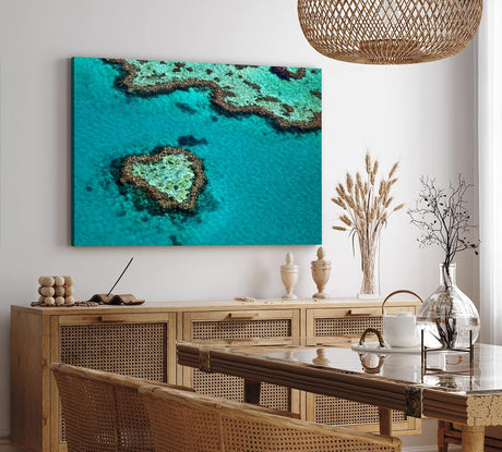 Paul Sinus Wandbild 120x80cm Insel in Herzform Malediven Türkis Meer Herz
