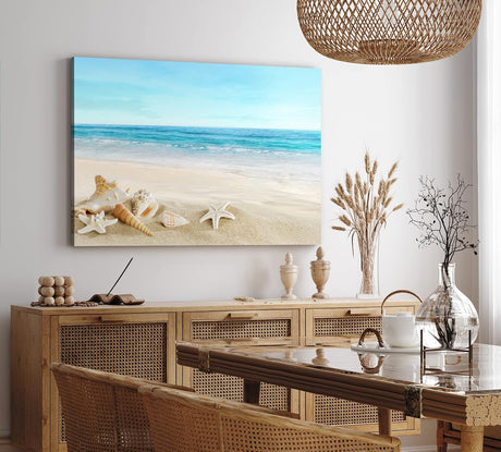Paul Sinus Wandbild 120x80cm Meer Sandstrand Strand Seesterne Muscheln Sommer