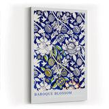 Paul Sinus Kunstdruck 40x60cm Baroque Blossom barockes Blumenornament auf tiefblauem Grund mit Farbakzenten