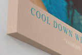 Paul Sinus Wandbild in 40x60cm Cool Down With Style Elegant Woman in Blue Headscarf and Sunglasses in Pool Water