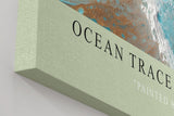 Paul Sinus Wandbild in 40x60cm Ocean Trace Abstrakte Meereswelle in Blauund Türkistönen