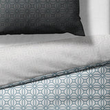 Sinus Art Mikrofaser Bettwäsche 135x200 cm + 80x80 cm – Elegantes Wendedesign mit Farbverlauf in Braun & Hellblau, florales Kreisornament, pflegeleicht & atmungsaktiv