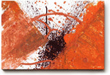 Sinus Art Wandbild 120x80cm Farbexplosion in Orange und Schwarz mit tropfenartigen Elementen und Bewegung