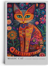 Paul Sinus Leinwandbild 40x60cm Magische Katze leuchtend bunt fantasievoll mystisch detailreich faszinierende Wandkunst voller Muster