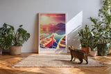 Paul Sinus Kunstdruck 40x60cm Mountain Lake Morning mit Booten und Sonnenaufgang am See