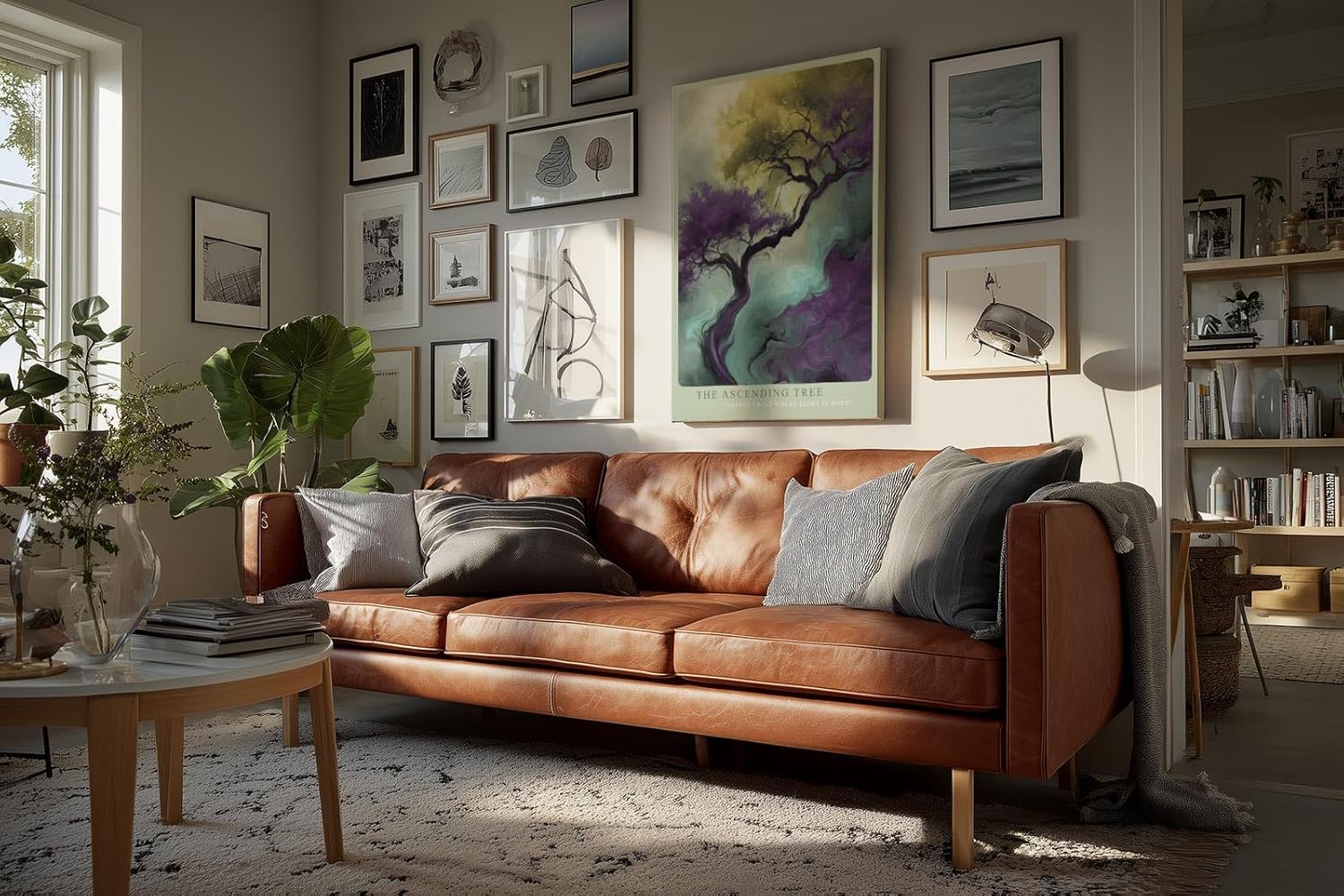Paul Sinus Wandbild in 40x60cm The Ascending Tree – Künstlerische Darstellung eines aufstrebenden Baumes in leuchtenden Farbverläufen