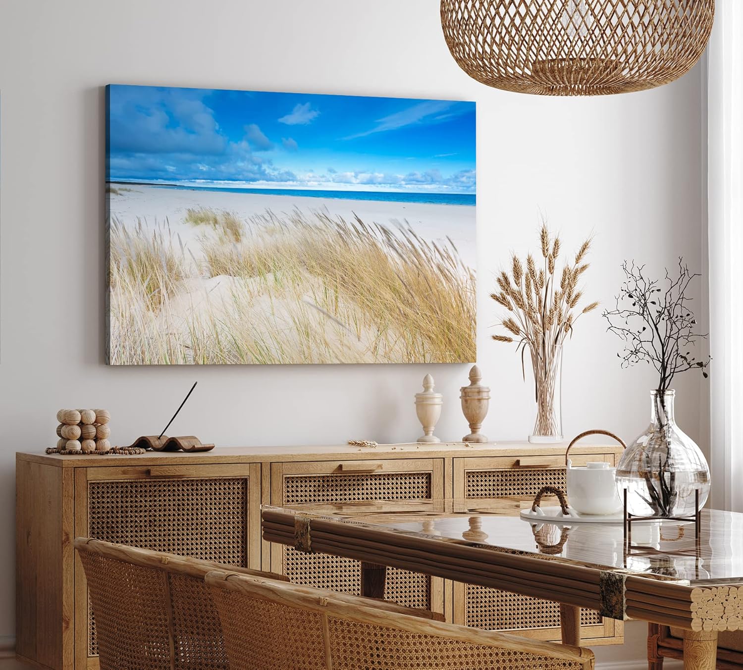 Paul Sinus Wandbild 120x80cm Ostsee Strand Sandstrand Meer blauer Himmel Sommer