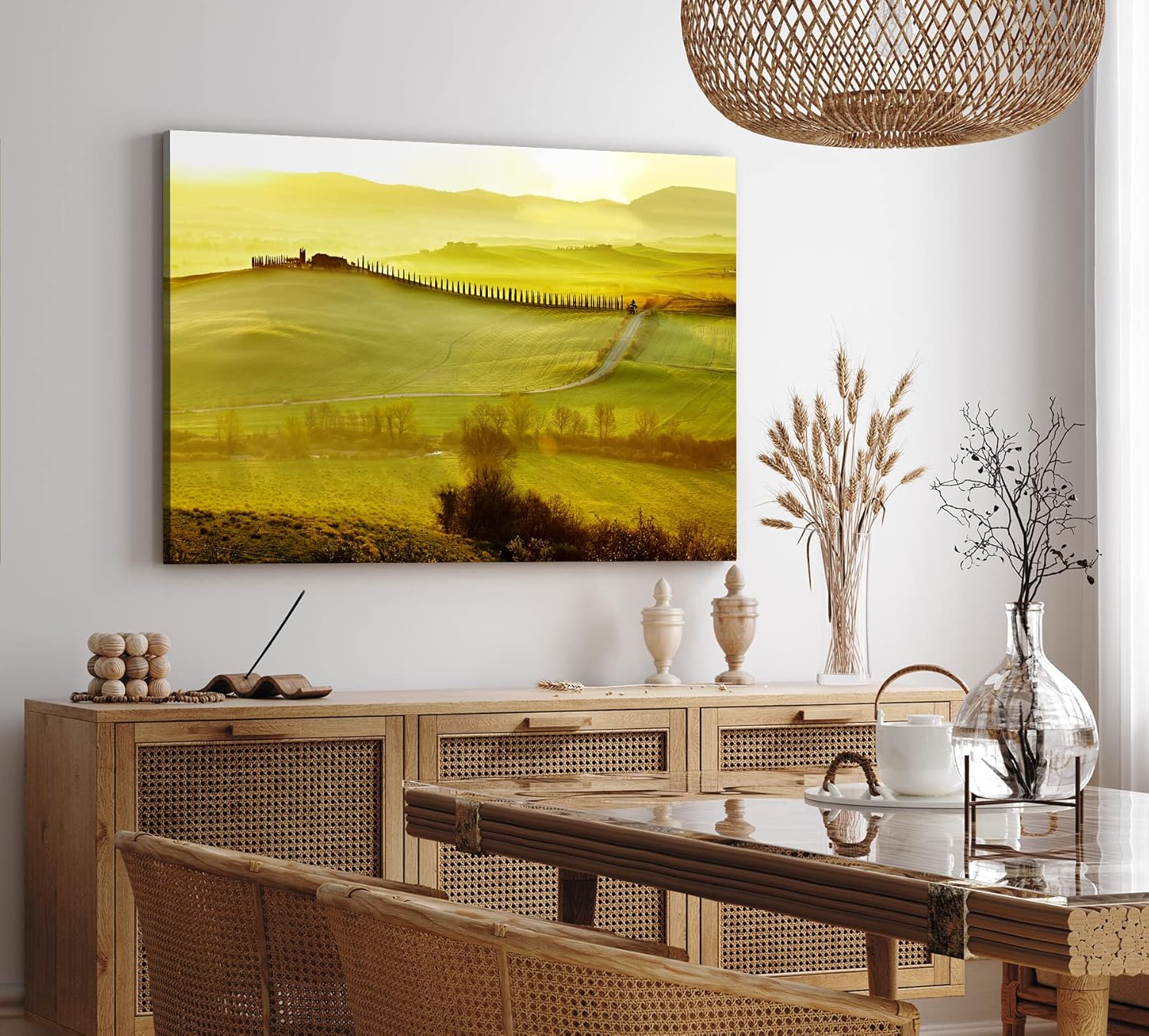 Paul Sinus Wandbild 120x80cm Toskana Landschaft Italien Sonnenaufgang Finca